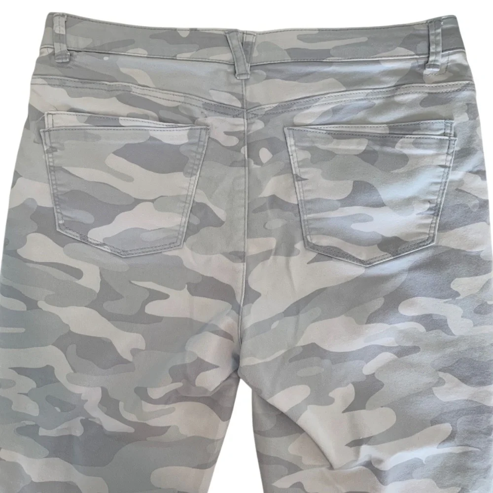 MAC AND ME Jeans Pants Jeggings Leggings Blue Gray Camo 5-Button Fly Hem Small - Picture 7 of 16